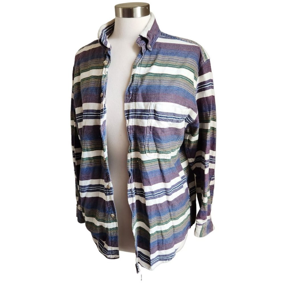 VTG Coliseum Button‎ Up Shirt Sz Large Classic Southwestern Stripes Long Sleeve
